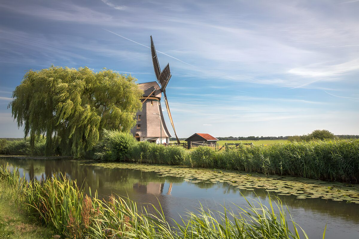 Windmühle am stillen Wasser