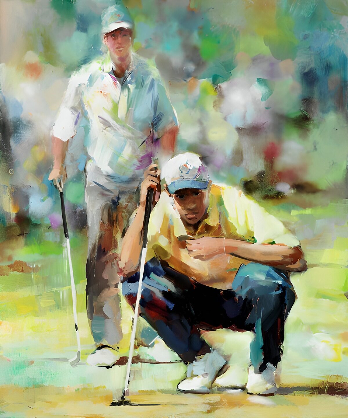 Zwei Golfer in leuchtenden Farben