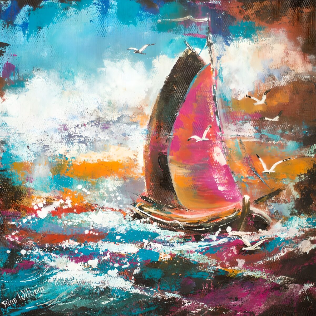 Segelboot auf wild bewegter See