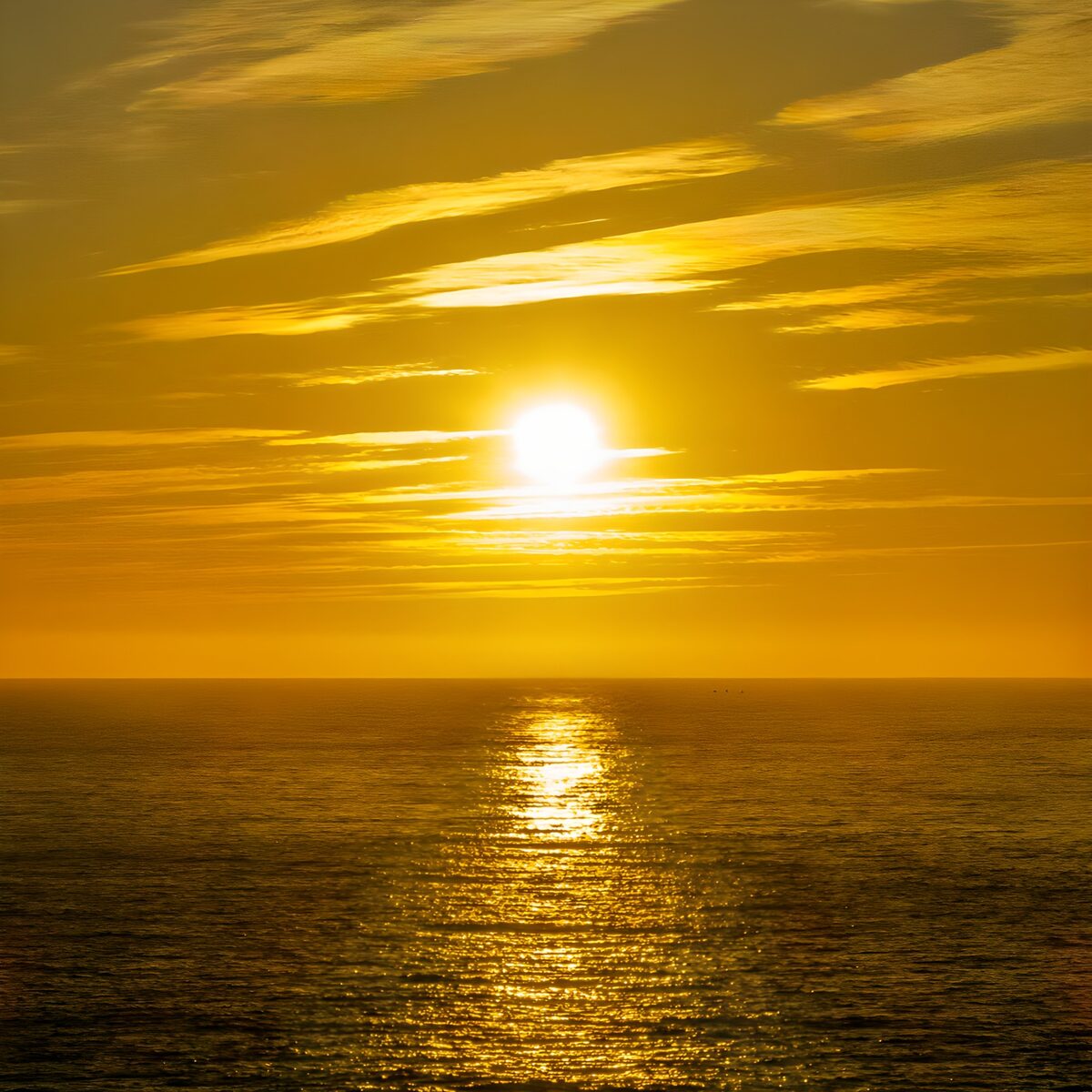 Sonne über dem Meer in goldenem Licht