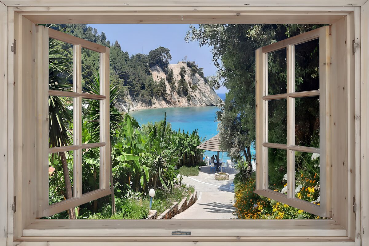 Wo der Garten ins blaue Meer übergeht