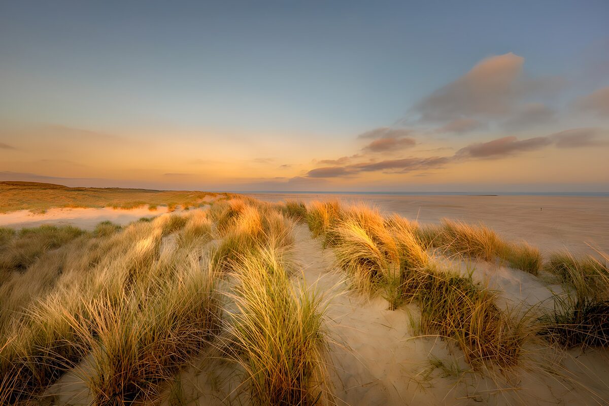 Dünen und Meer im Abendlicht