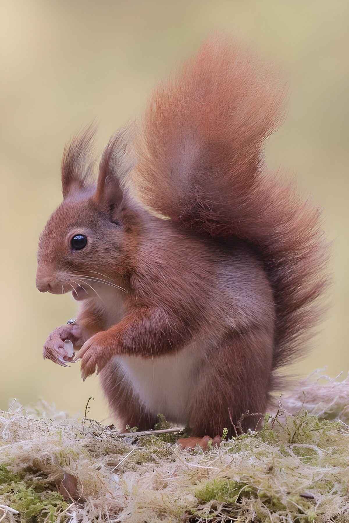Eichhörnchen in Rot auf grünem Samt