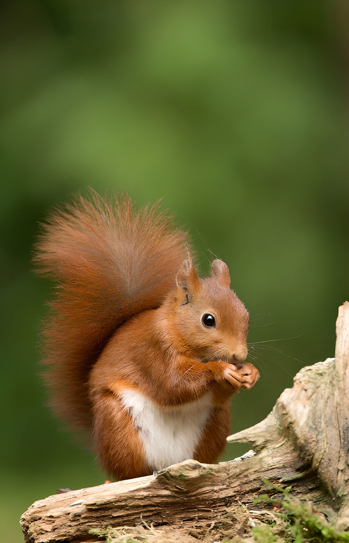 Rotes Eichhörnchen bei der Knabberpause