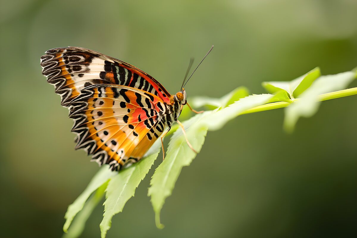 Schmetterling auf zartgrünen Blättern