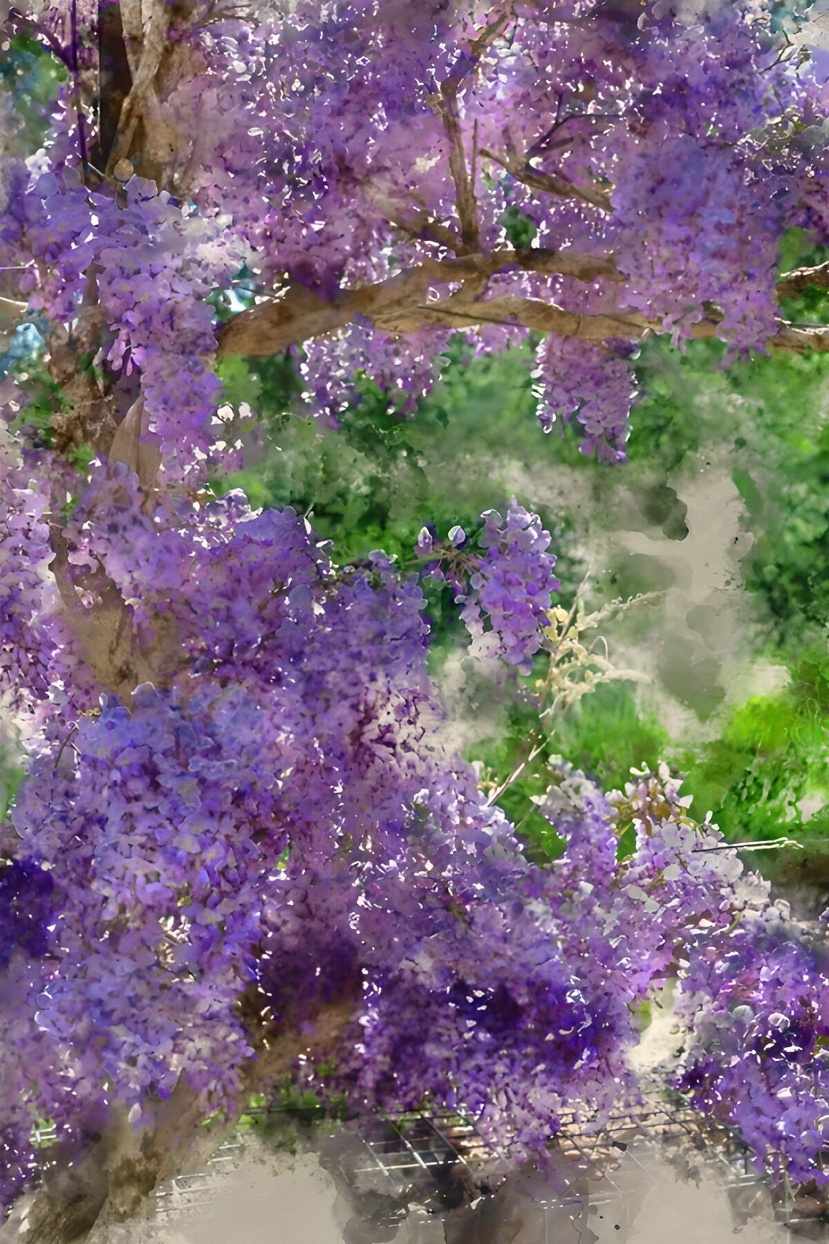 Blauregen in zarten Aquarellfarben