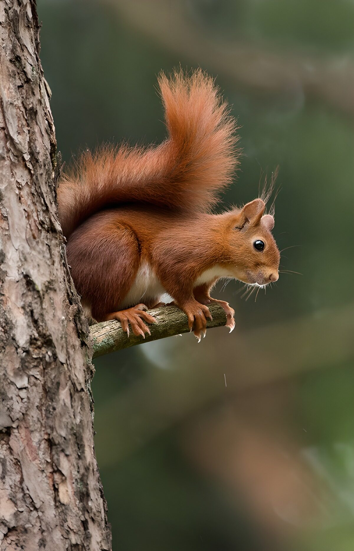 Wachsames Eichhörnchen auf einem Ast