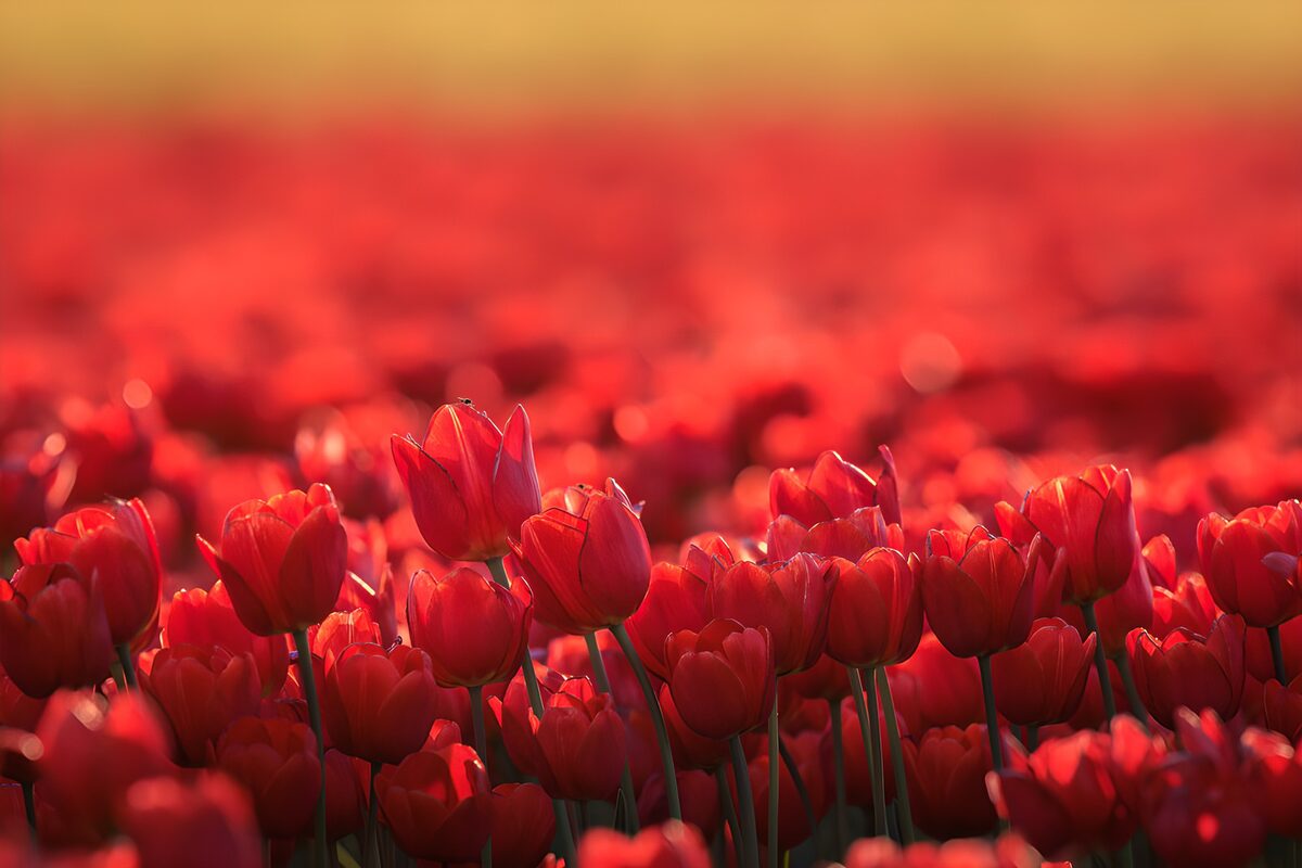 Rote Tulpen zwischen Glut und Gold