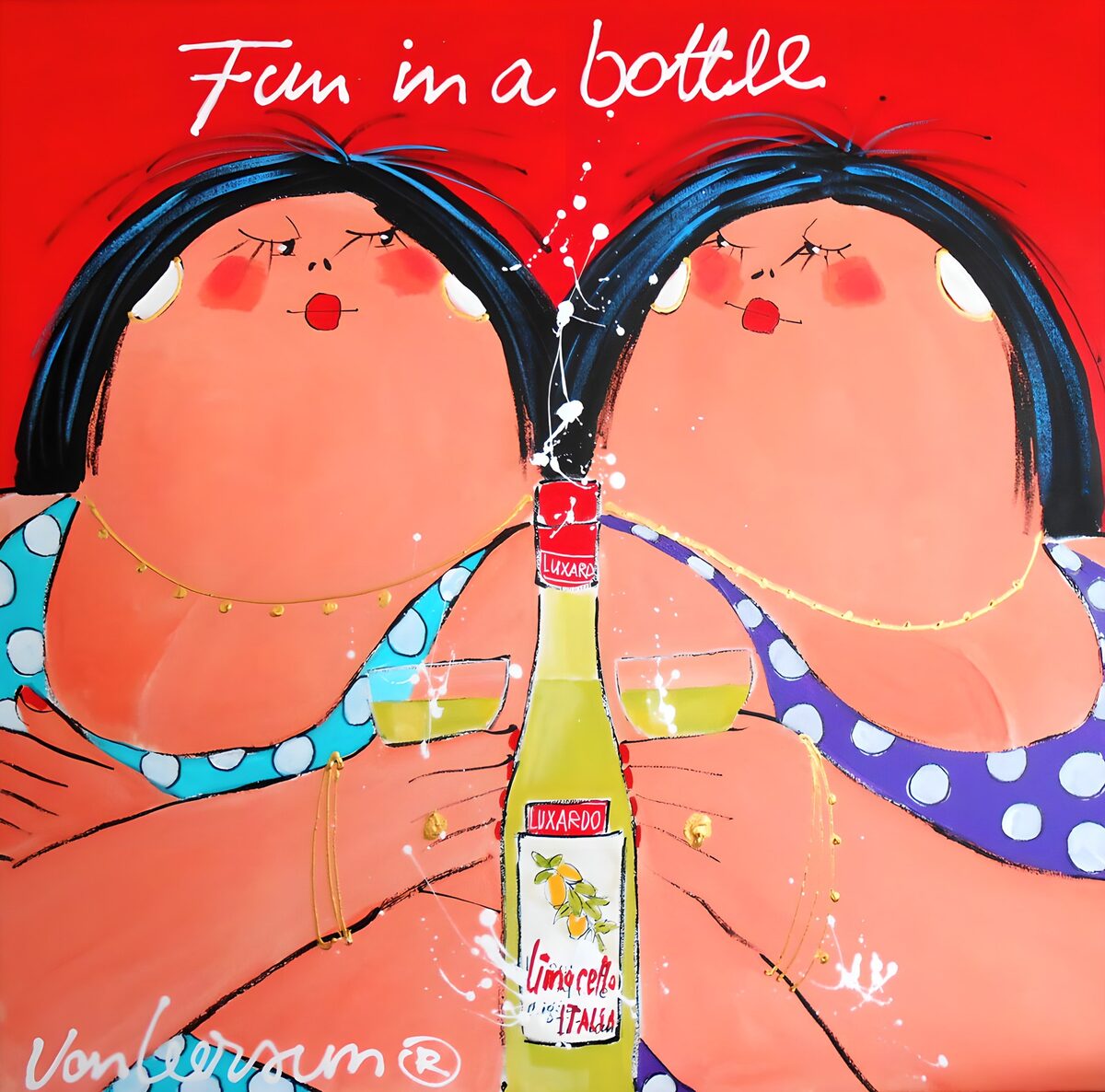 Zwei Frauen mit Limoncello in Feierlaune