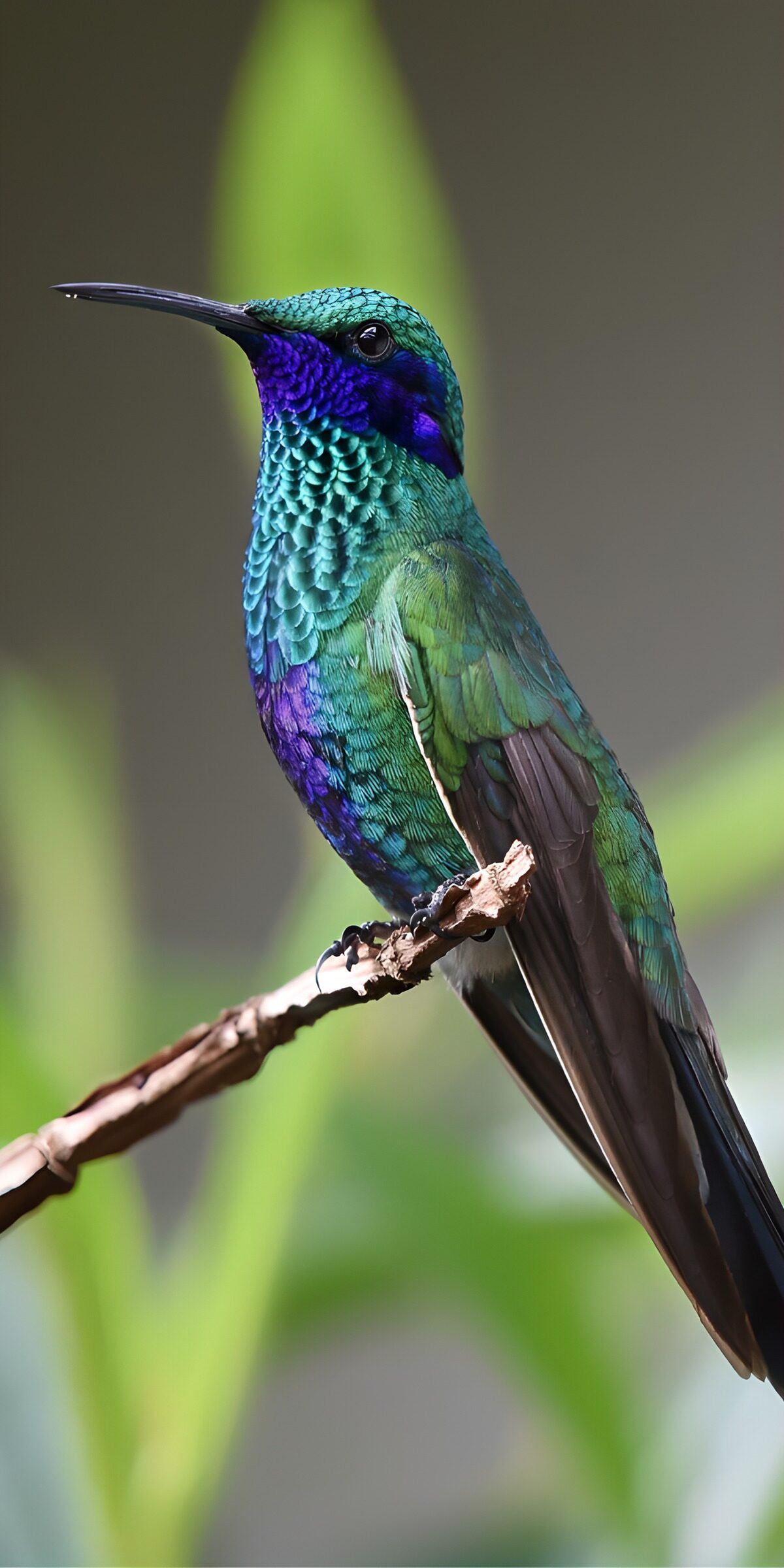 Türkisgrüner Kolibri auf einem Ast