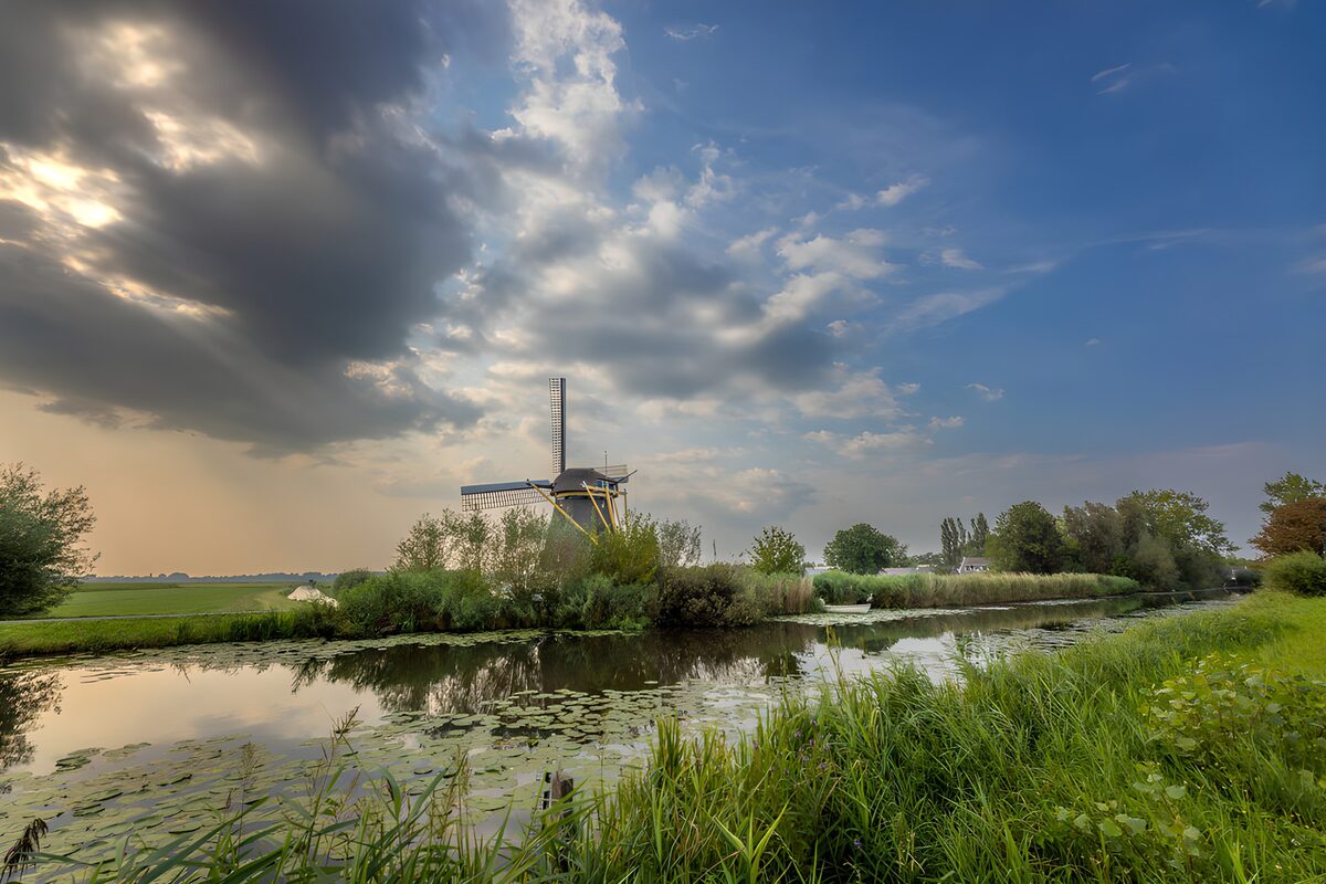 Wo Abendlicht die Windmühle streift