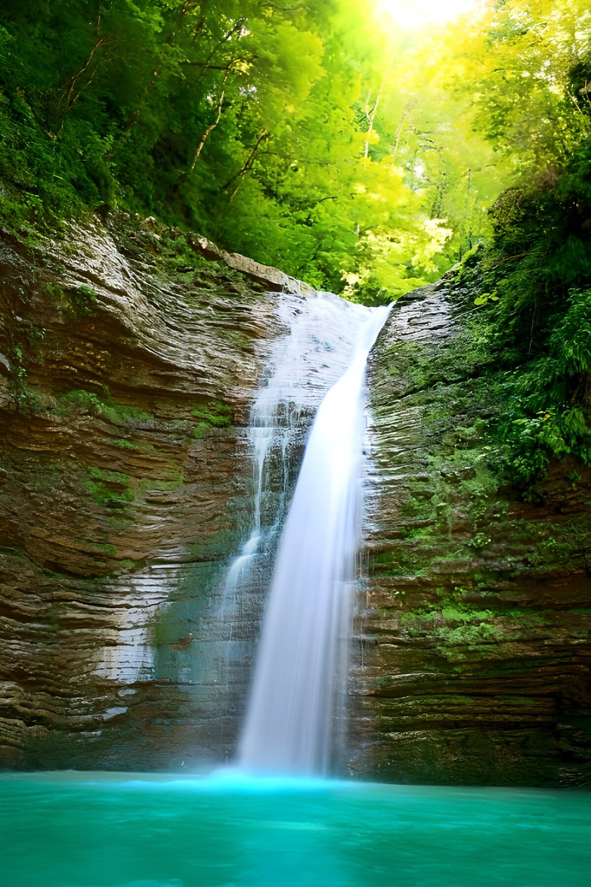Wasserfall mit türkisblauem Naturbecken
