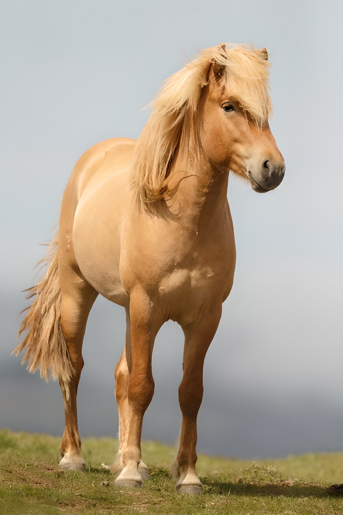 Goldfarbenes Pferd im Sonnenlicht