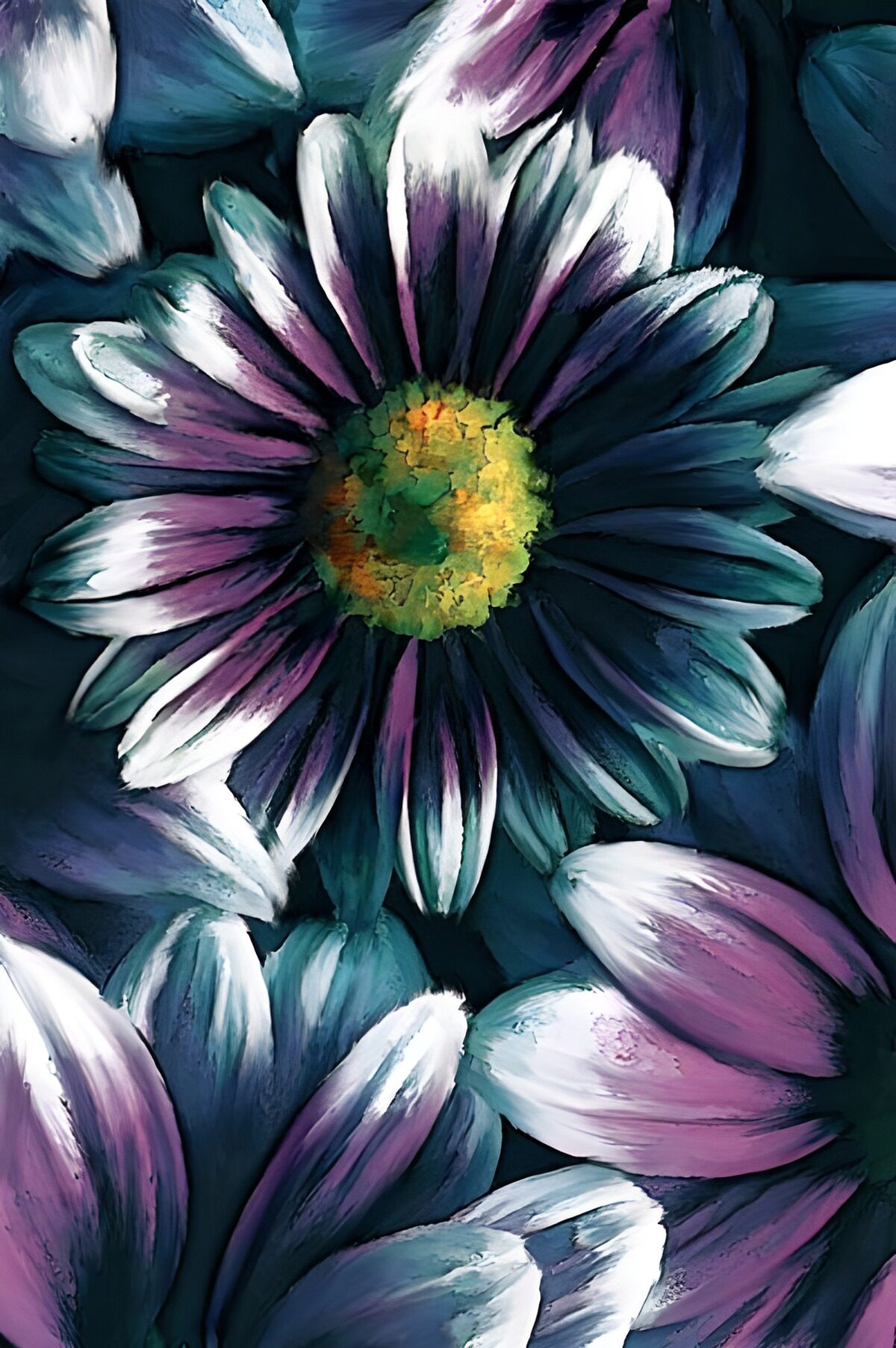 Abstrakte Blüte in Blau und Violett