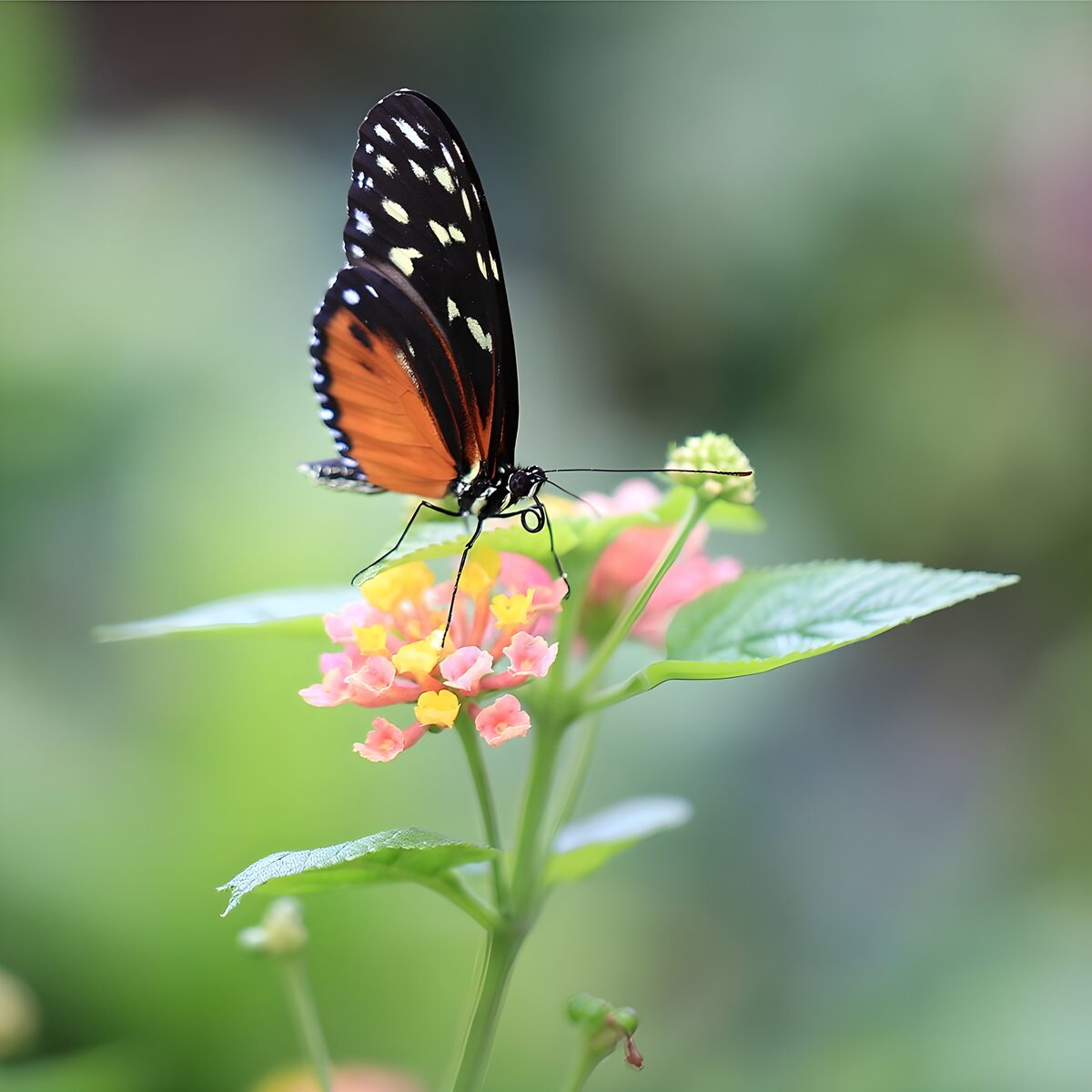 Schmetterling auf leuchtenden Wandelröschen