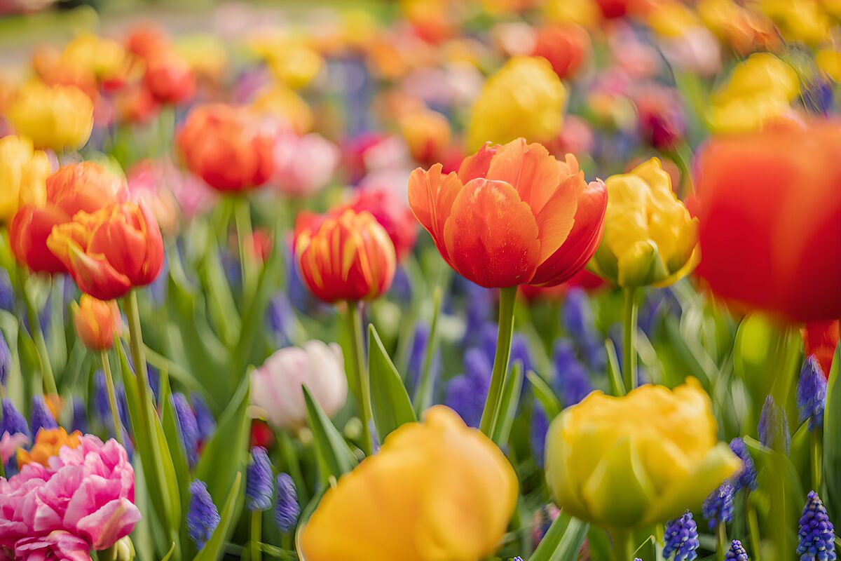 Bunte Tulpen im sanften Frühlingslicht