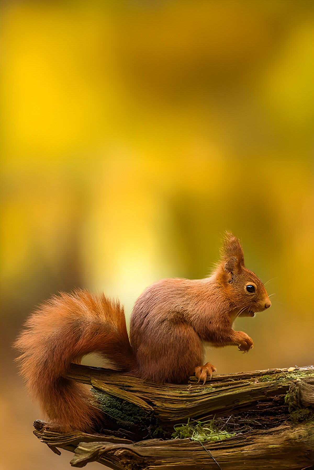 Rotes Eichhörnchen im warmen Licht