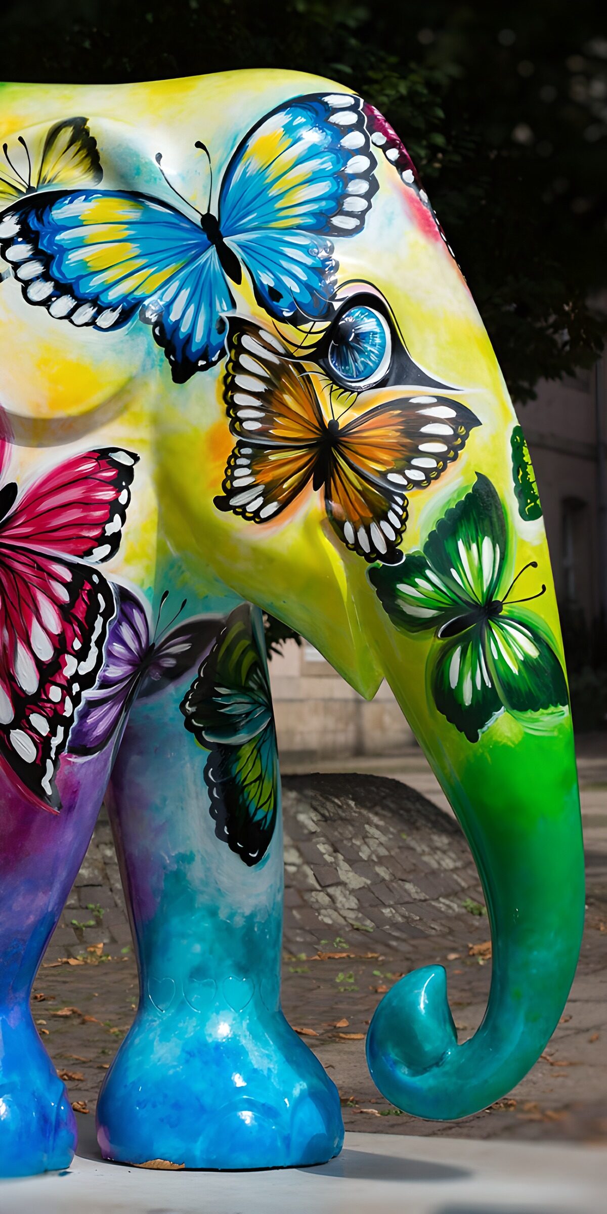 Bunter Elefant mit Schmetterlingen