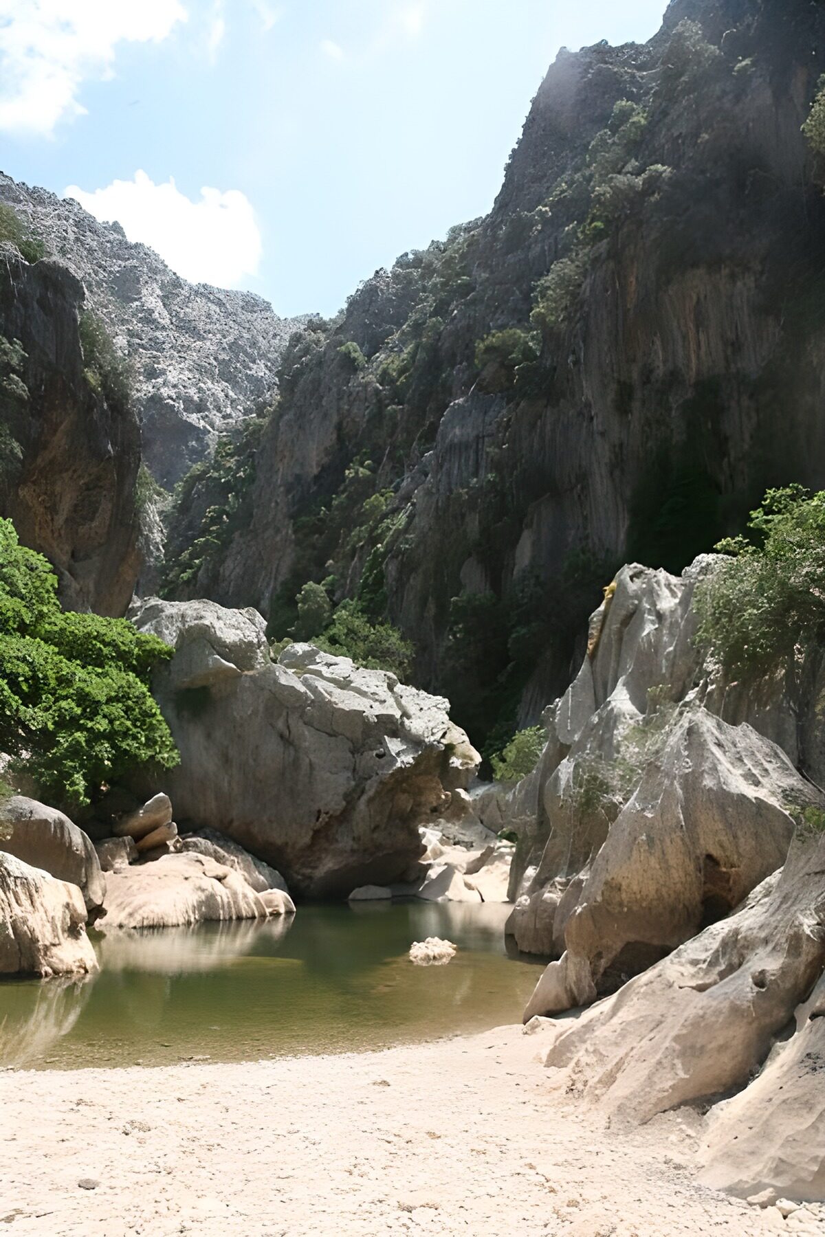Felsenschlucht mit grünem Wasserbecken