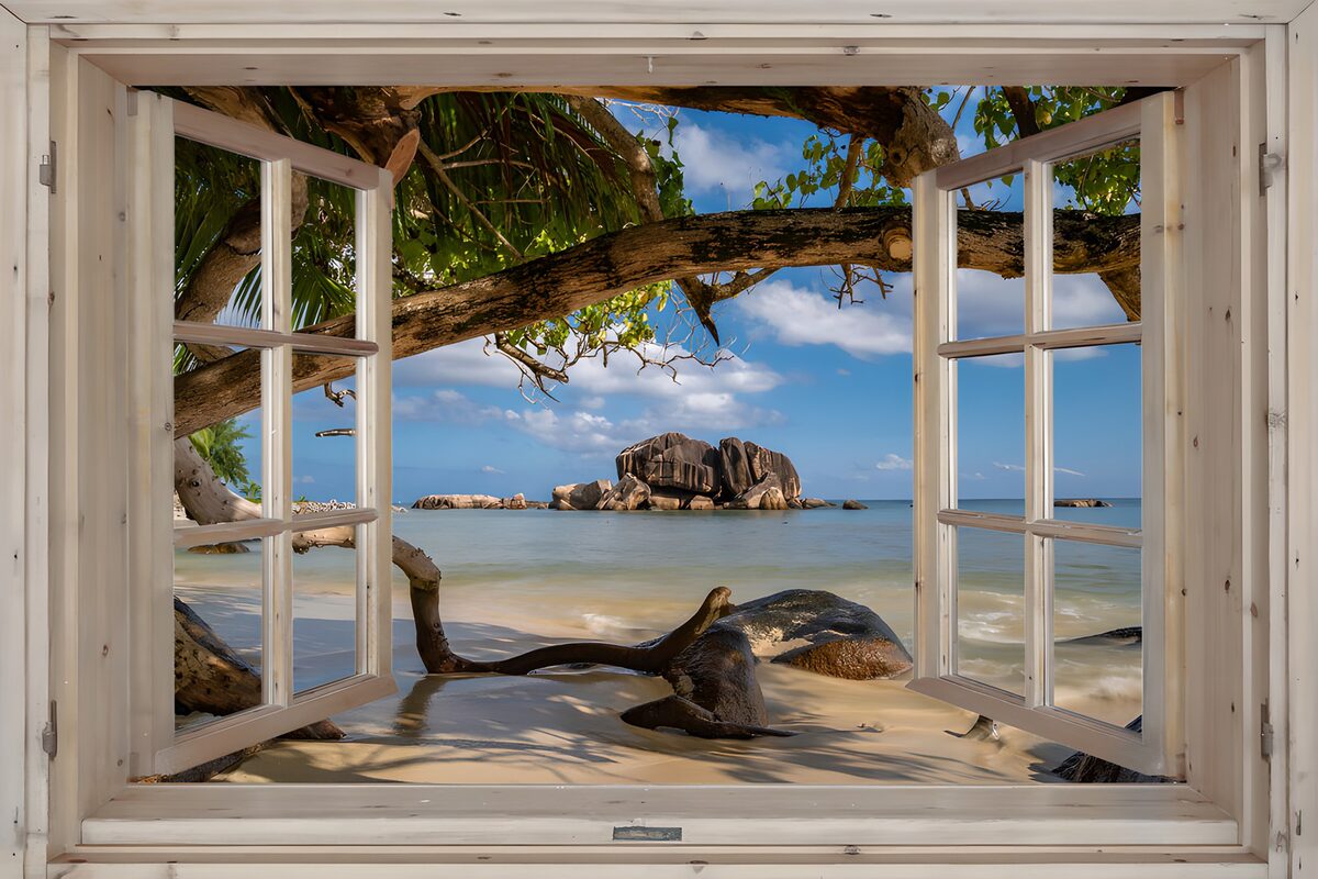 Ein Fenster zwischen Schatten und Meer