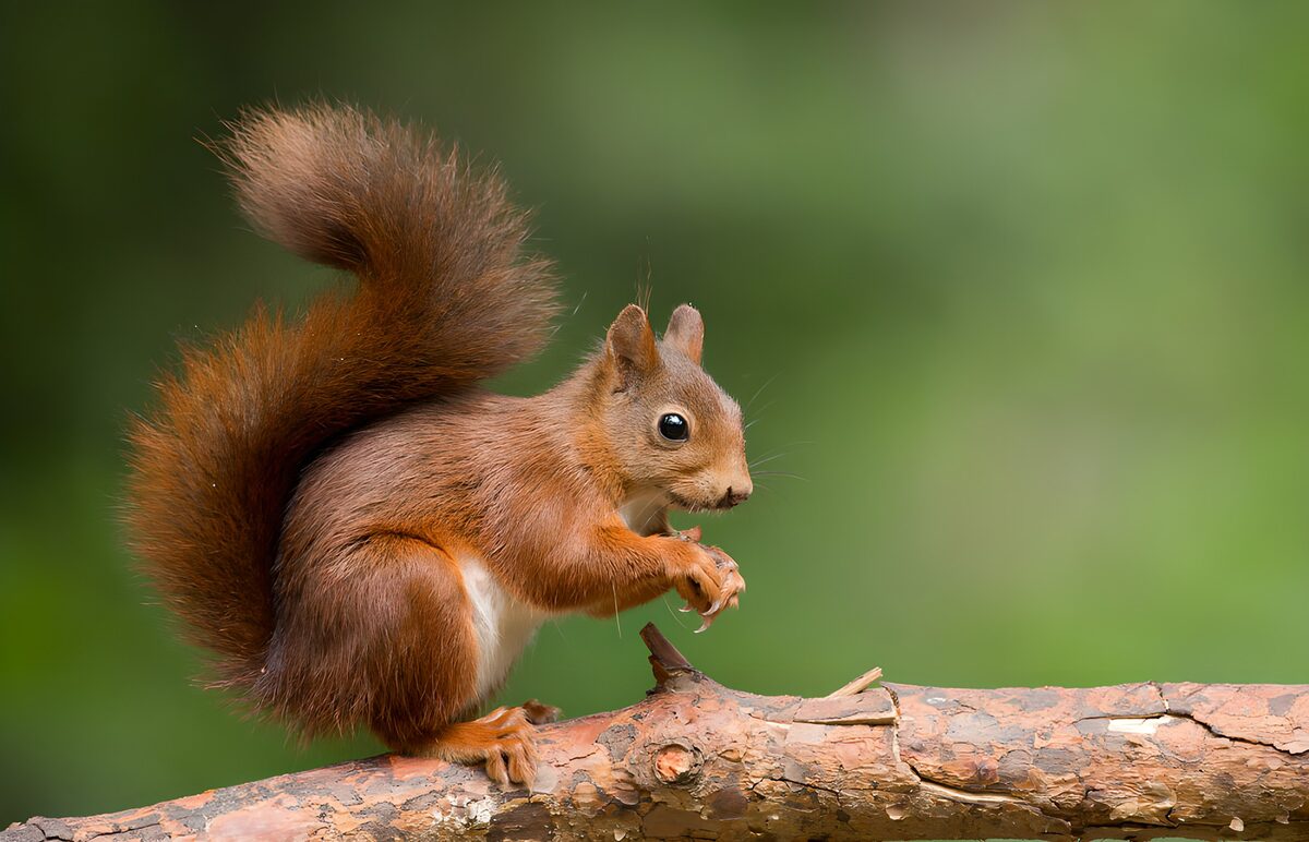 Rotes Eichhörnchen mit wachem Blick