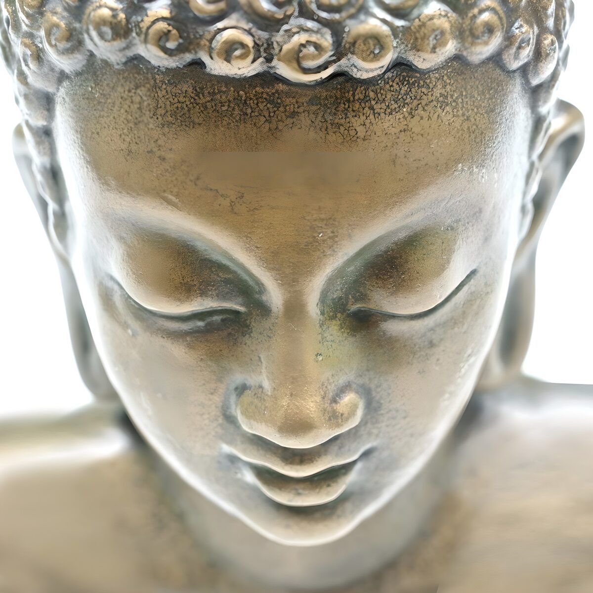 Buddhas Gesicht in Gold und Bronze