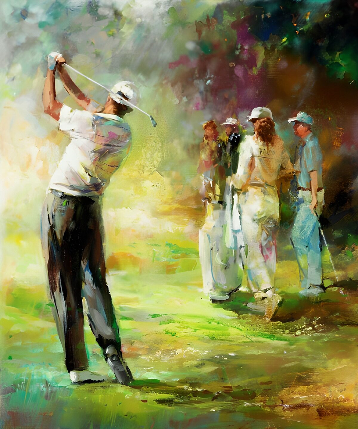 Golfer beim Schwung mit Zuschauern