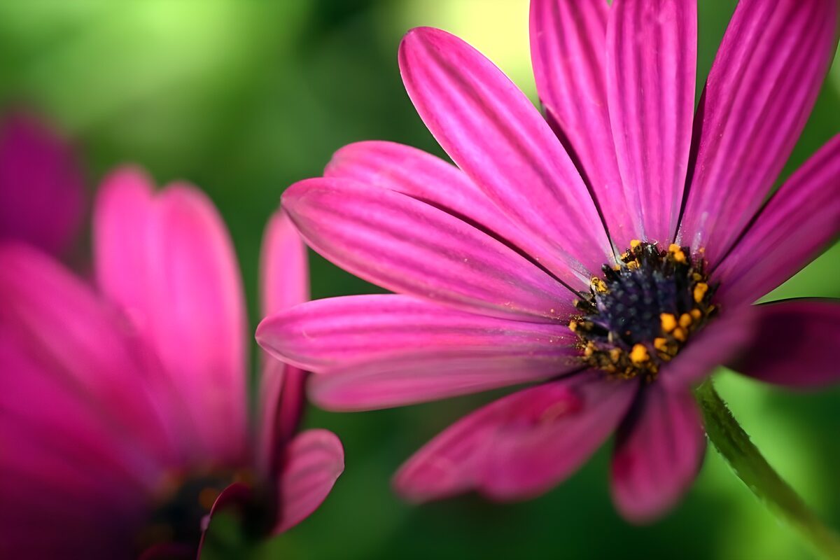 Pinke Blüte in leuchtender Nahaufnahme