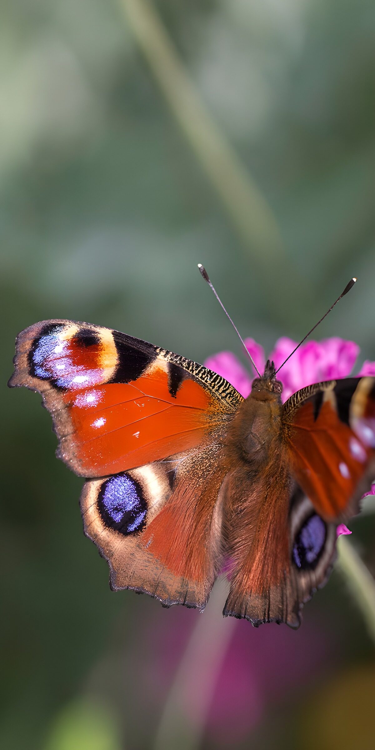 Tagpfauenauge auf pinker Blüte