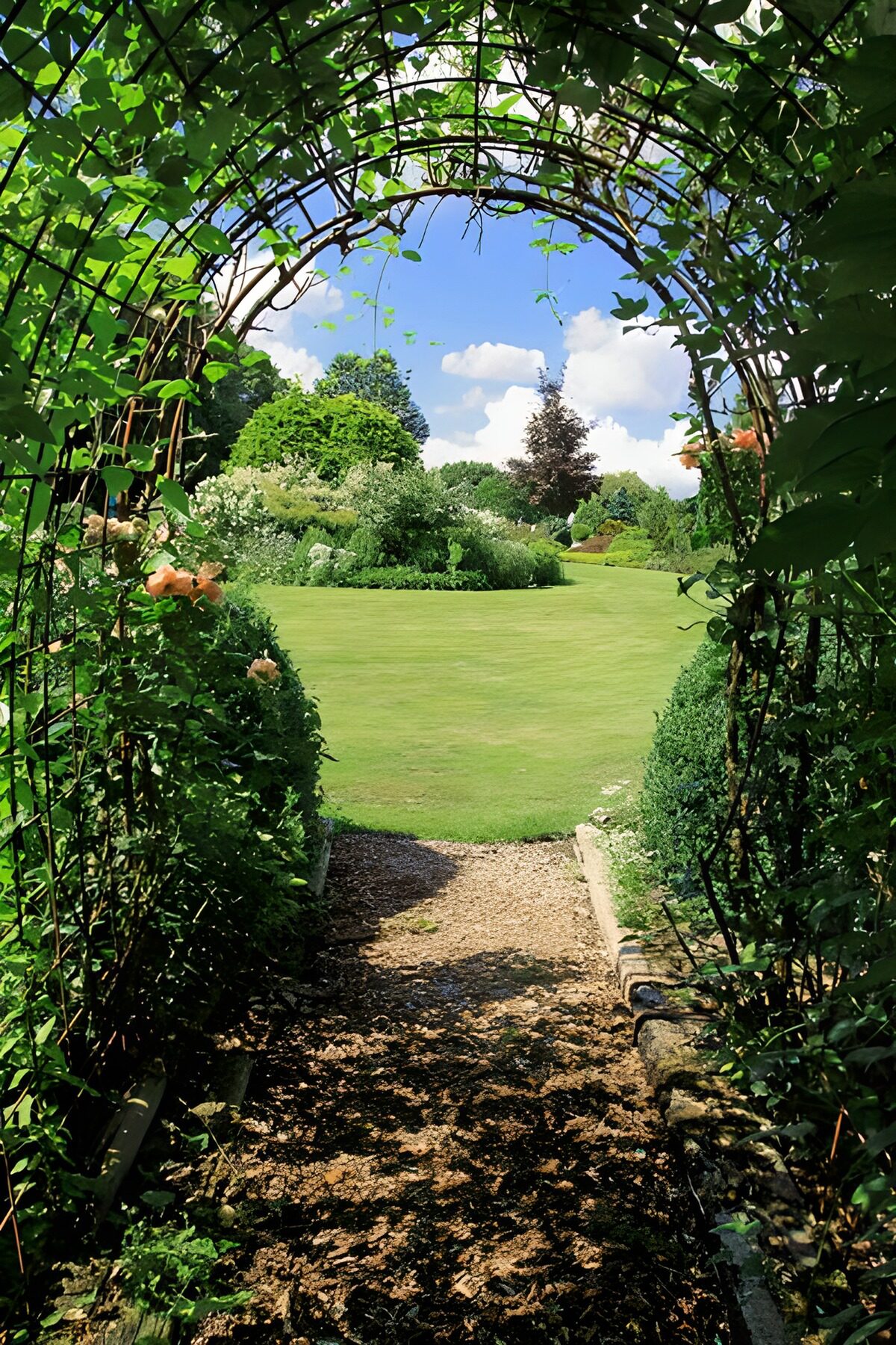 Gartenbogen mit Blick auf den Rasen