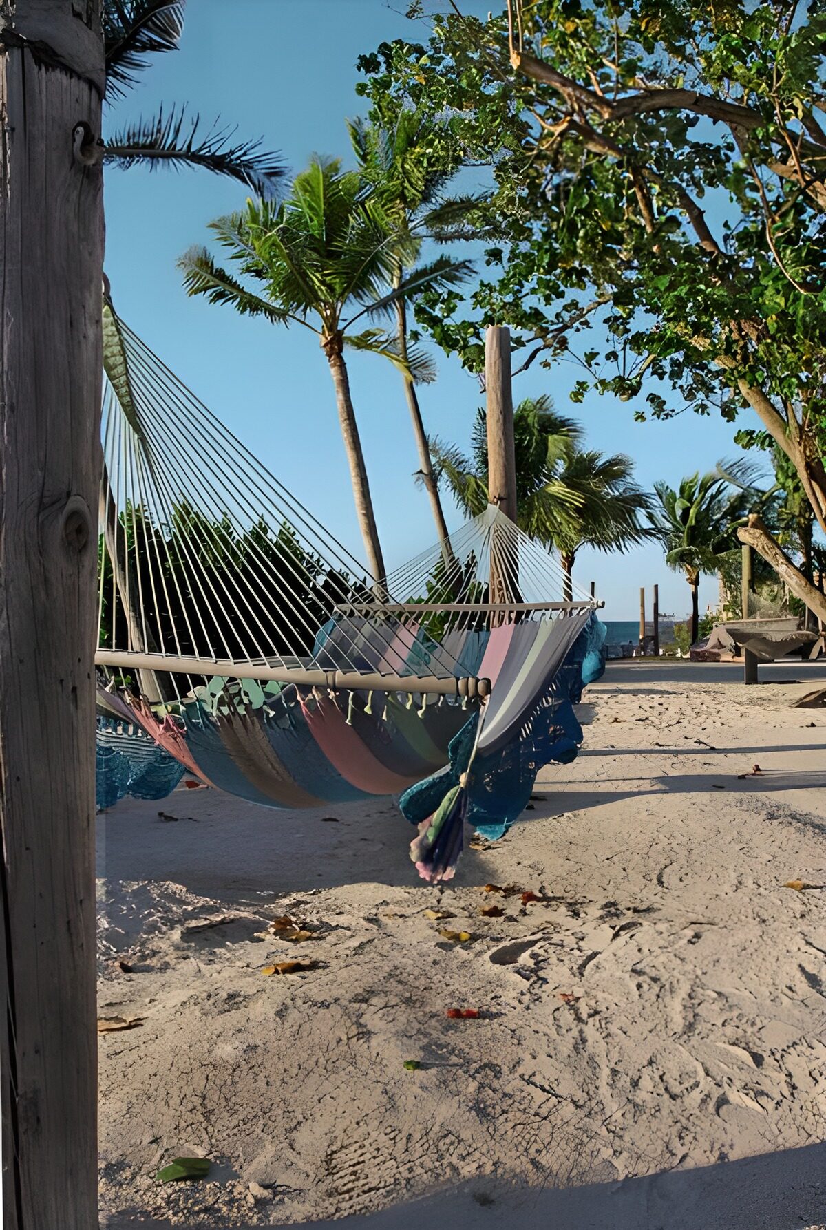 Bunte Hängematten am sonnigen Strand