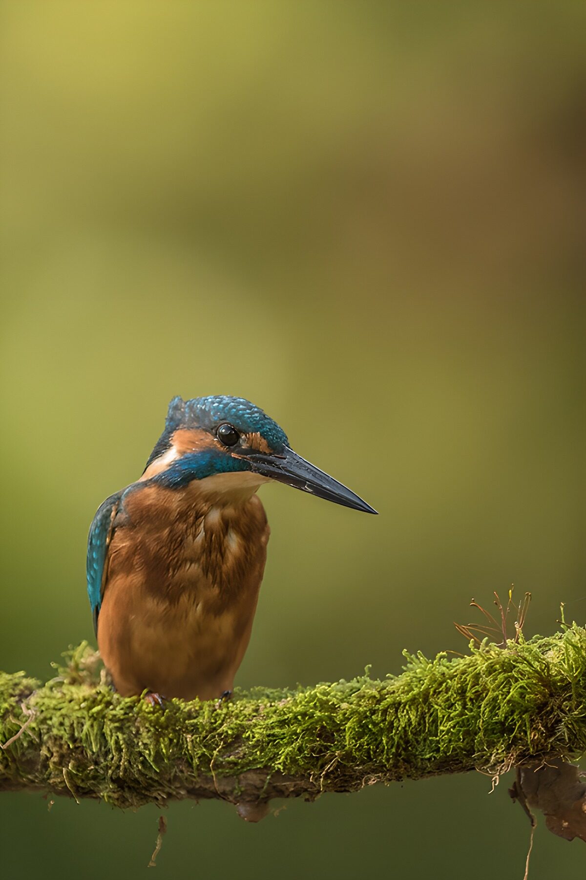 Eisvogel in Ruhe auf dem Moosast