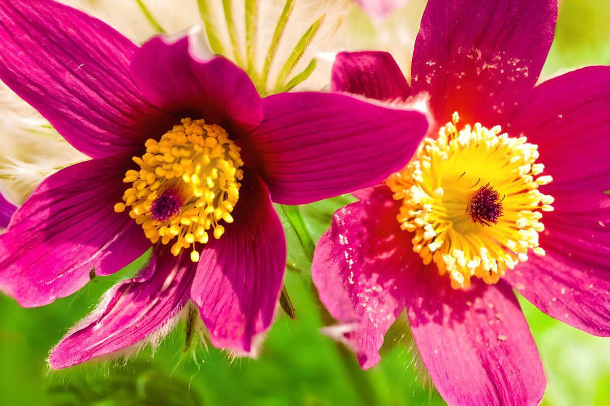 Zwei pinke Blüten im Sonnenlicht