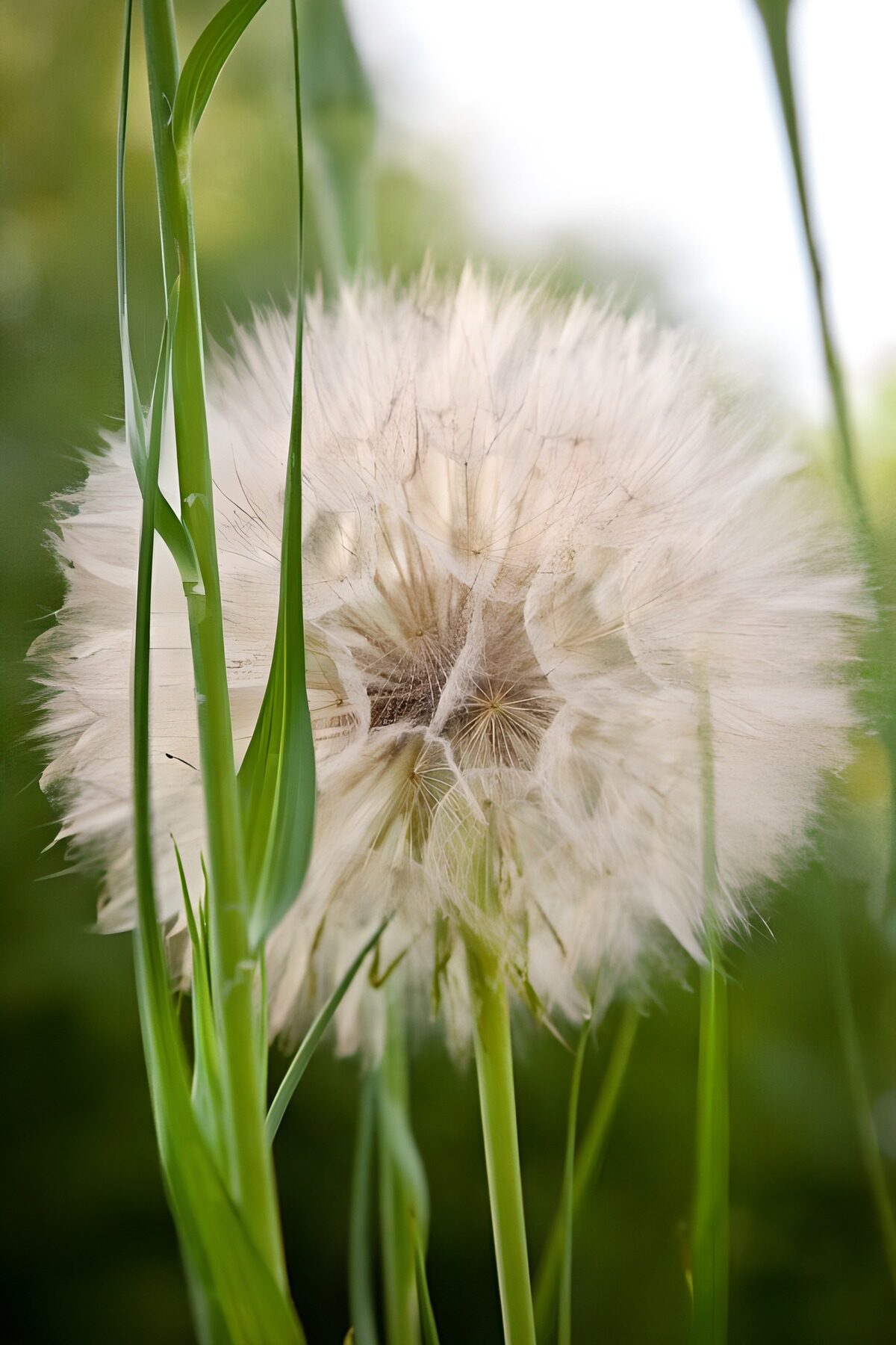 Flauschiger Samenstand im grünen Gras